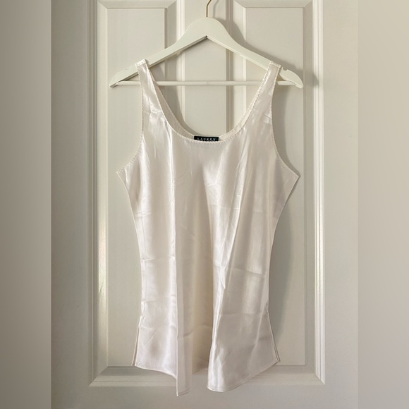 Lauren Ralph Lauren 100% SILK Classy Cream Pajama Tank and Short Set - Picture 2 of 11